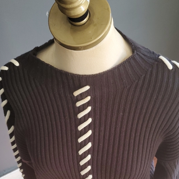 Eloquii Black and White Rib Whipstitch Sweater Sz 14/16 - Picture 6 of 12
